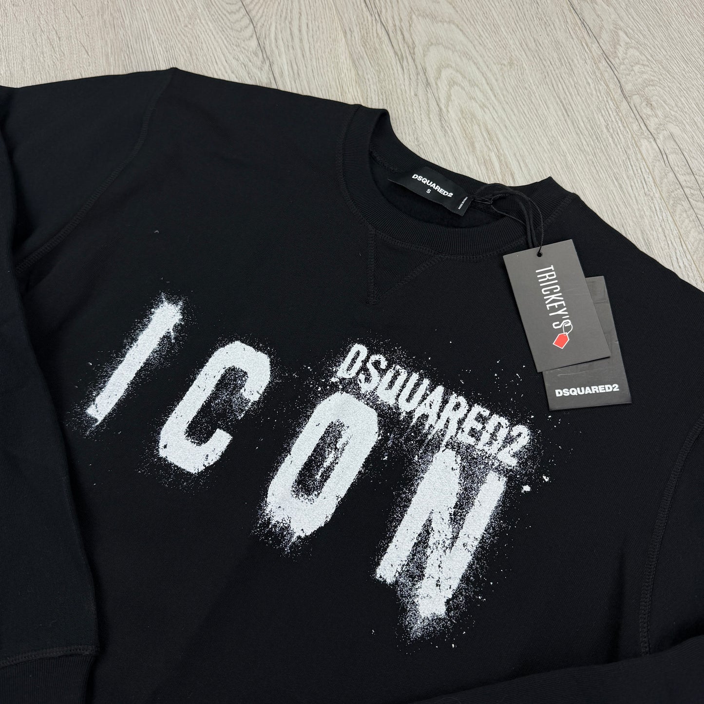 Dsquared2 Men’s Black Crewneck Jumper With Spray Logo