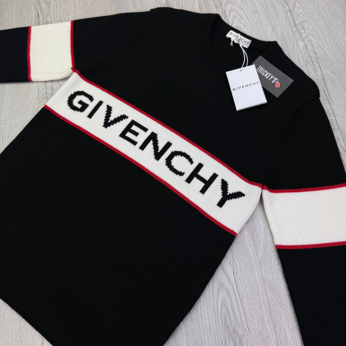Givenchy Men’s Logo Stripe Crewneck Black Jumper