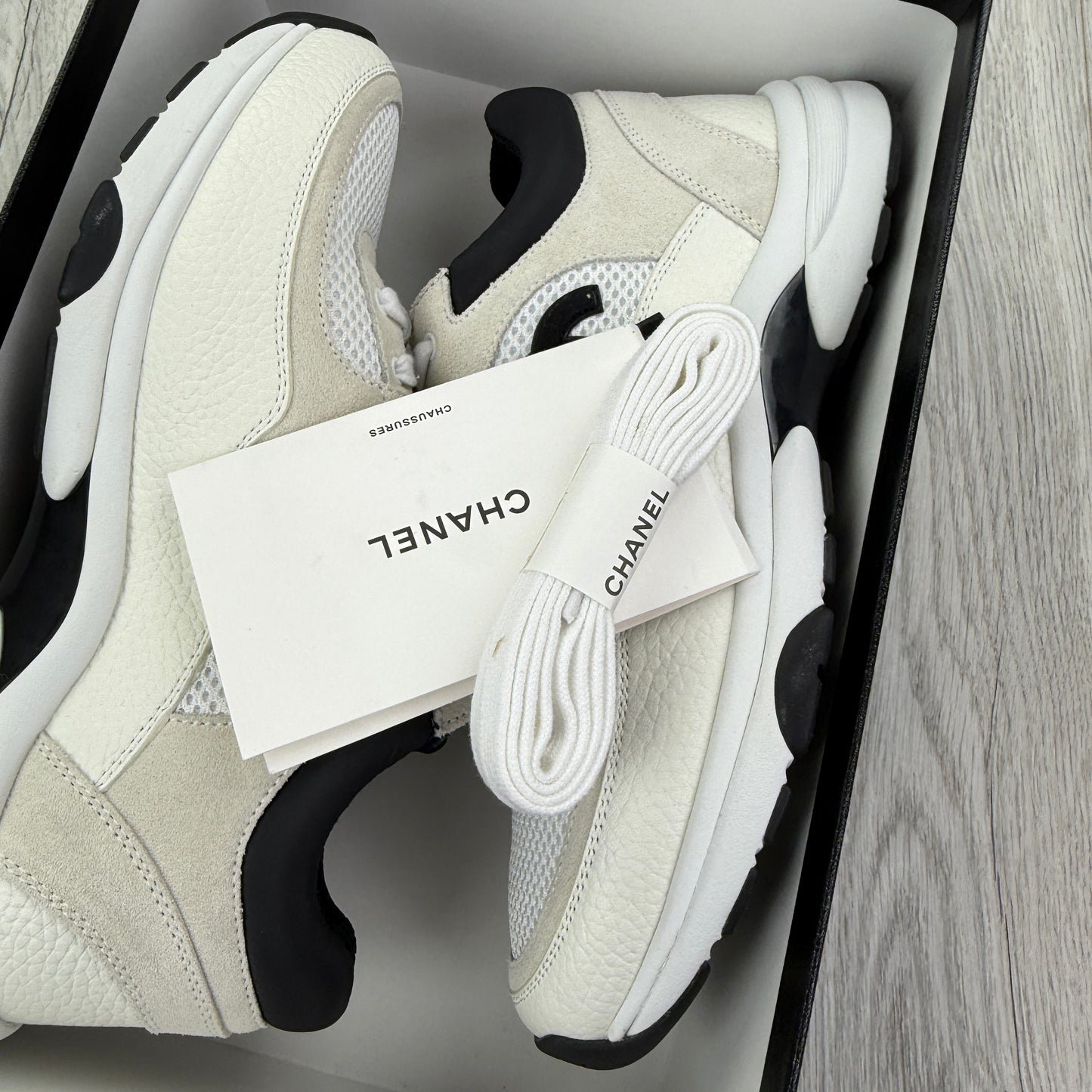 Chanel Women’s Low Top Beige / Black Suede Trainers