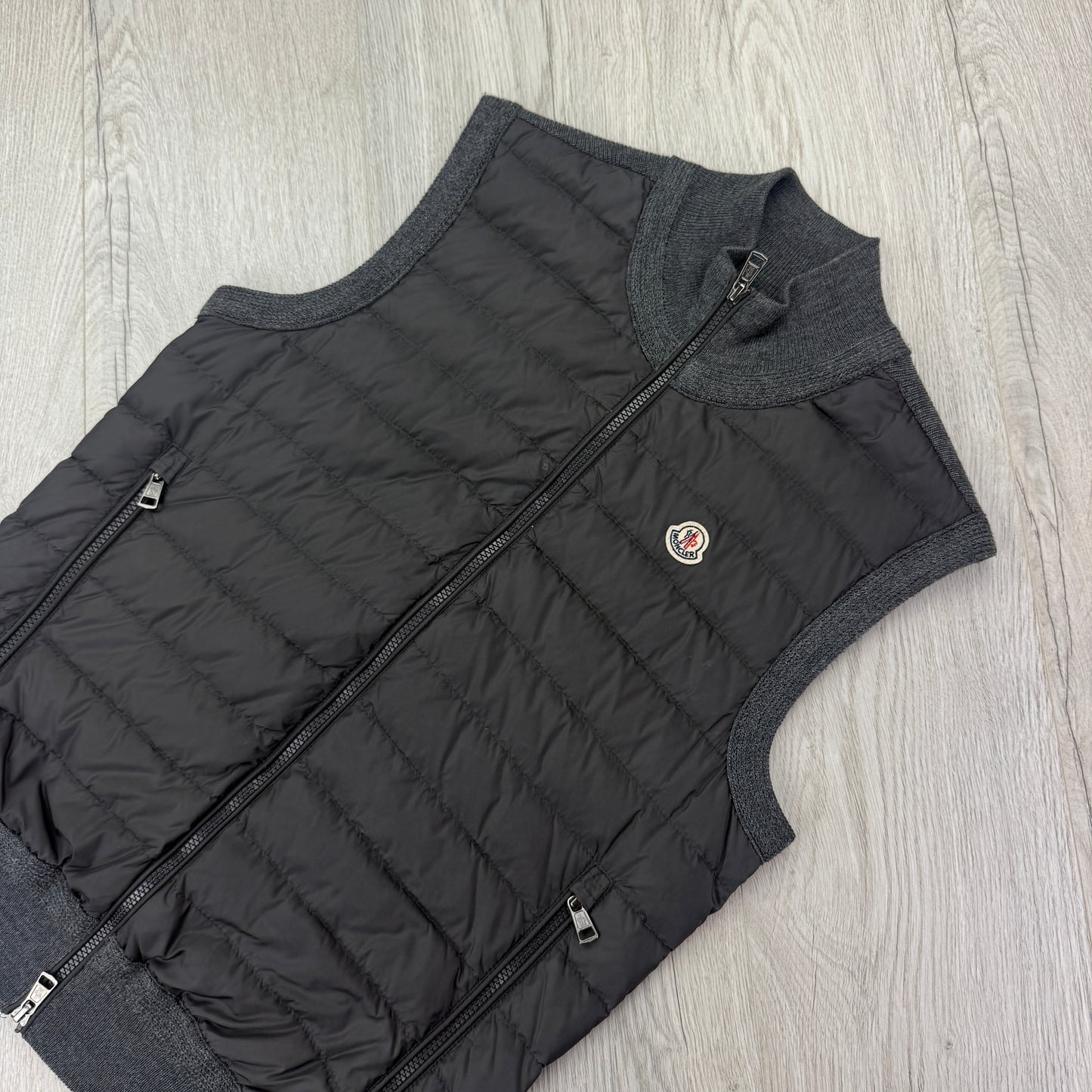 Moncler Men’s Dark Grey Padded / Knitted Gilet - Small