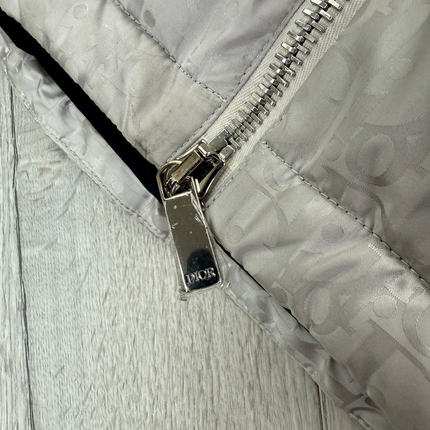 Dior Men’s Silver Oblique Zip-up Down Jacket - 46