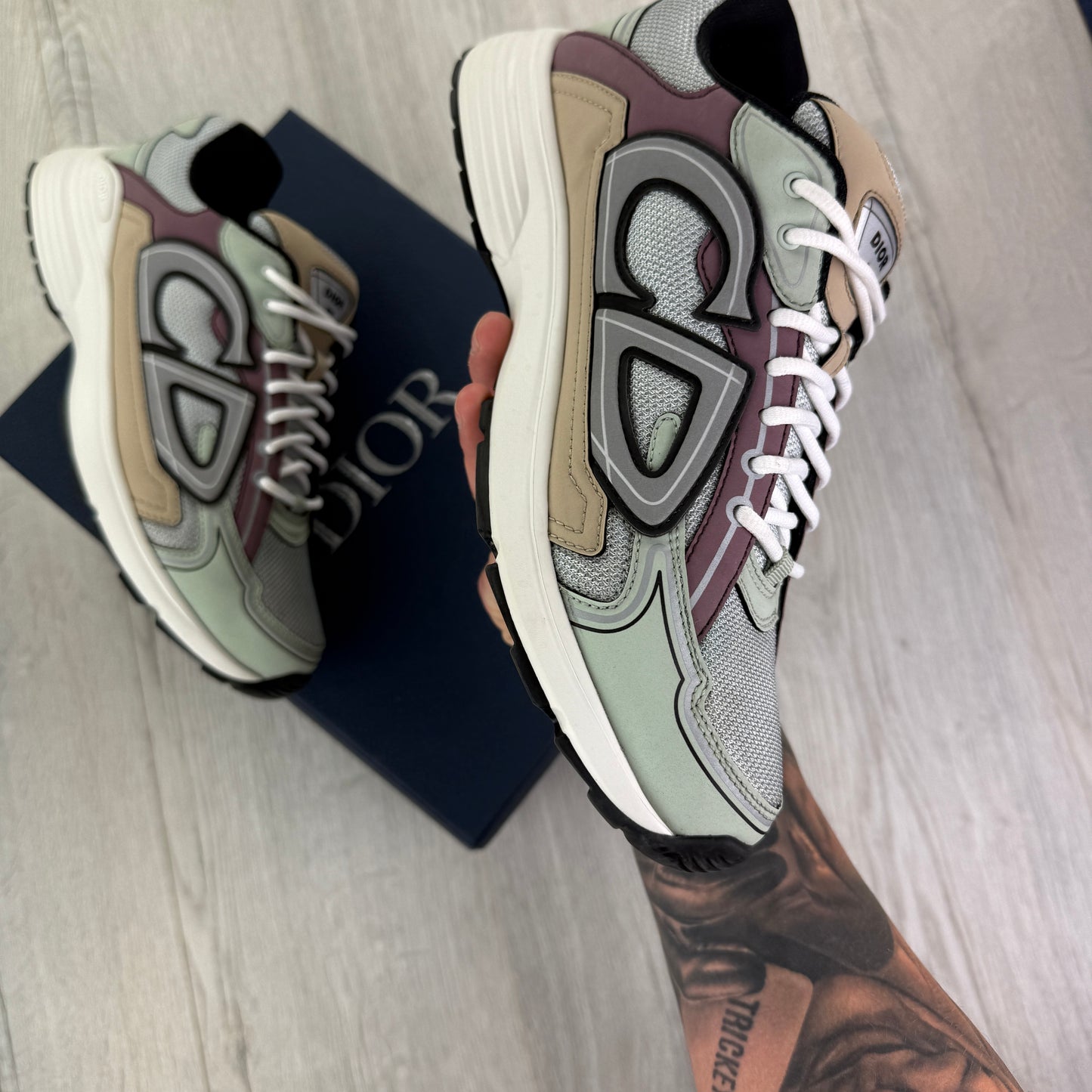 Dior B30 Men’s Lavender Grey Beige Trainers - 43 (Fit Uk 9)