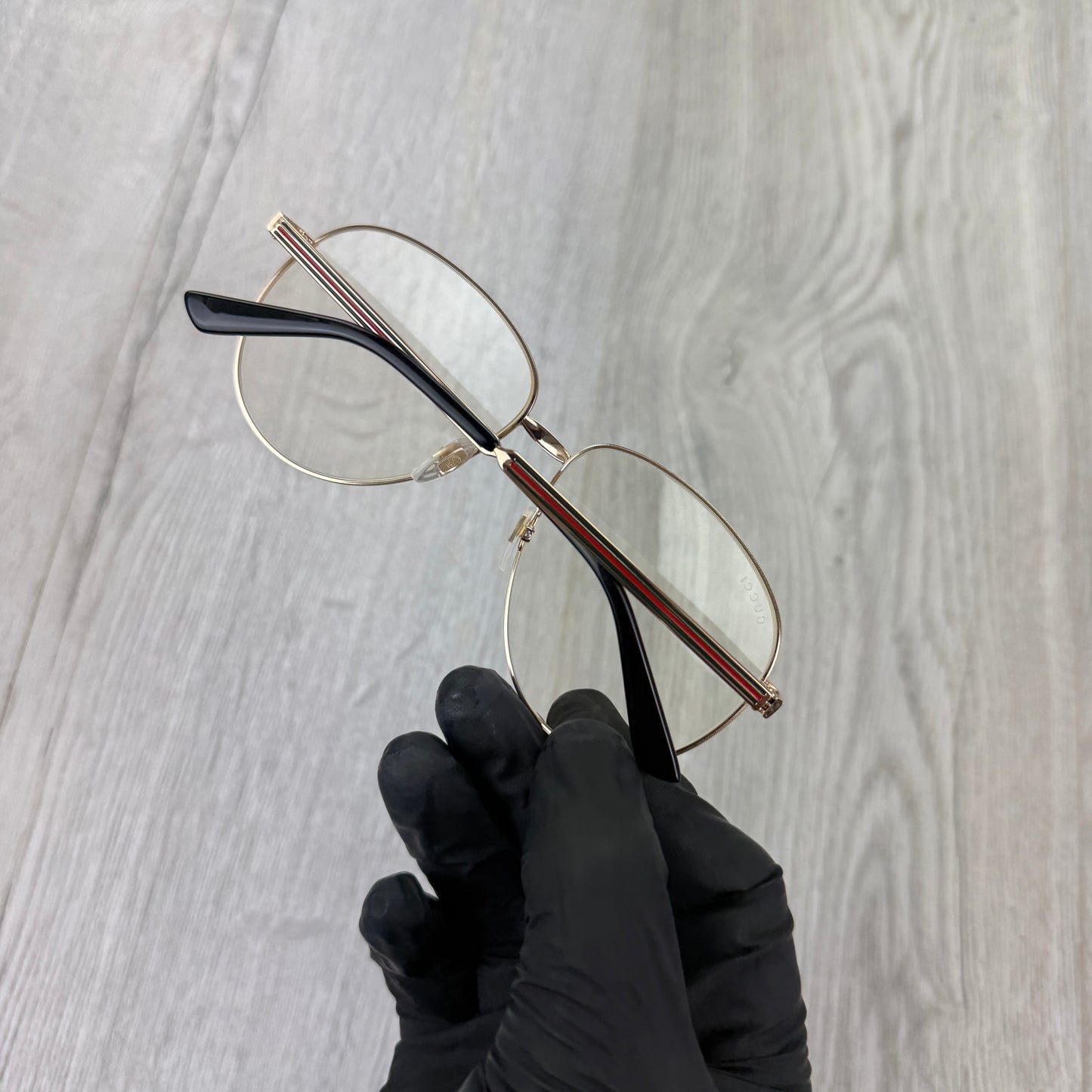 Gucci Men’s Gold Clear Frames