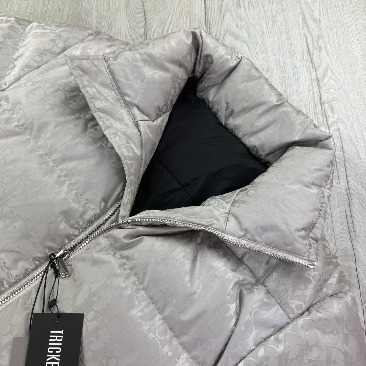 Dior Men’s Silver Oblique Zip-up Down Jacket - 46
