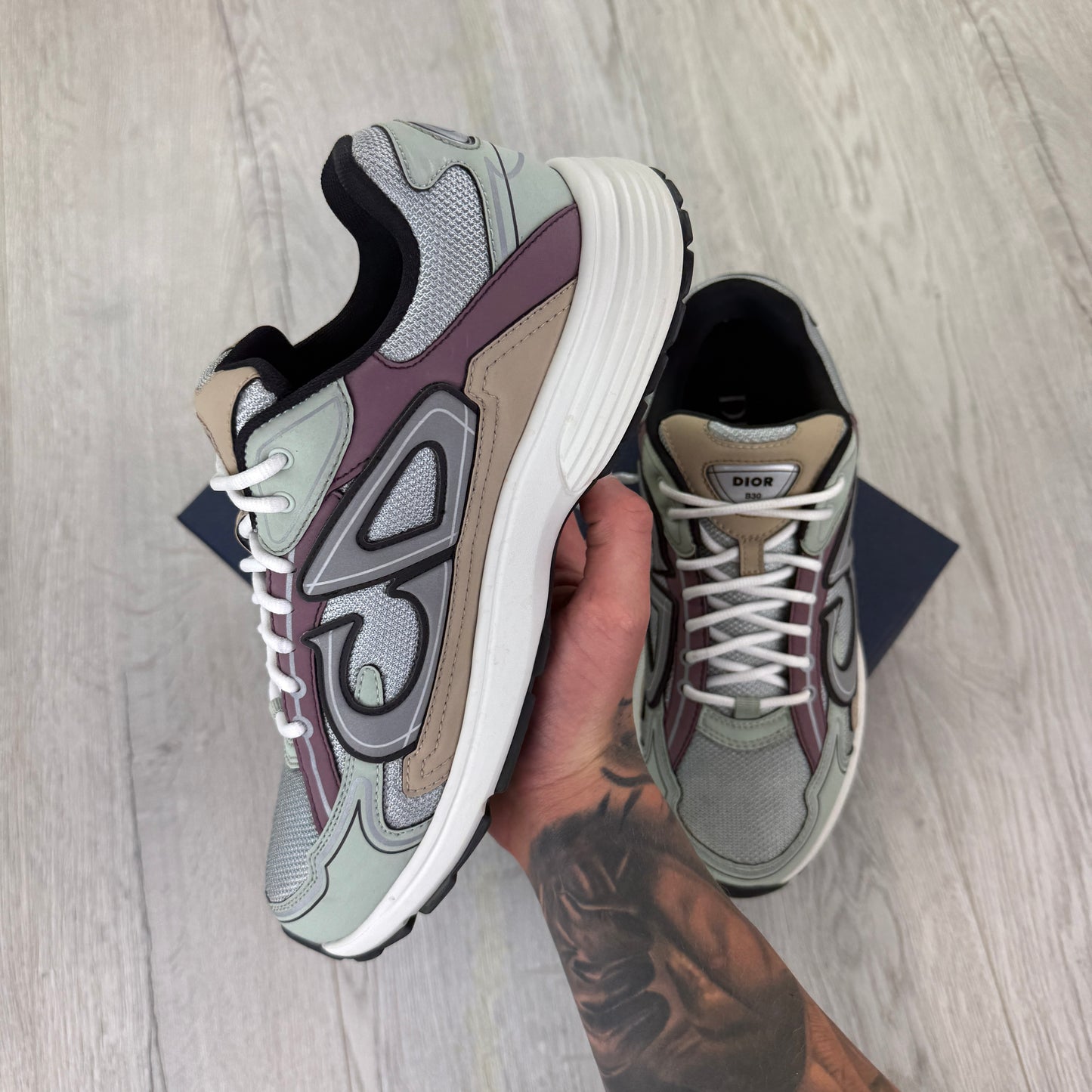 Dior B30 Men’s Lavender Grey Beige Trainers - 43 (Fit Uk 9)