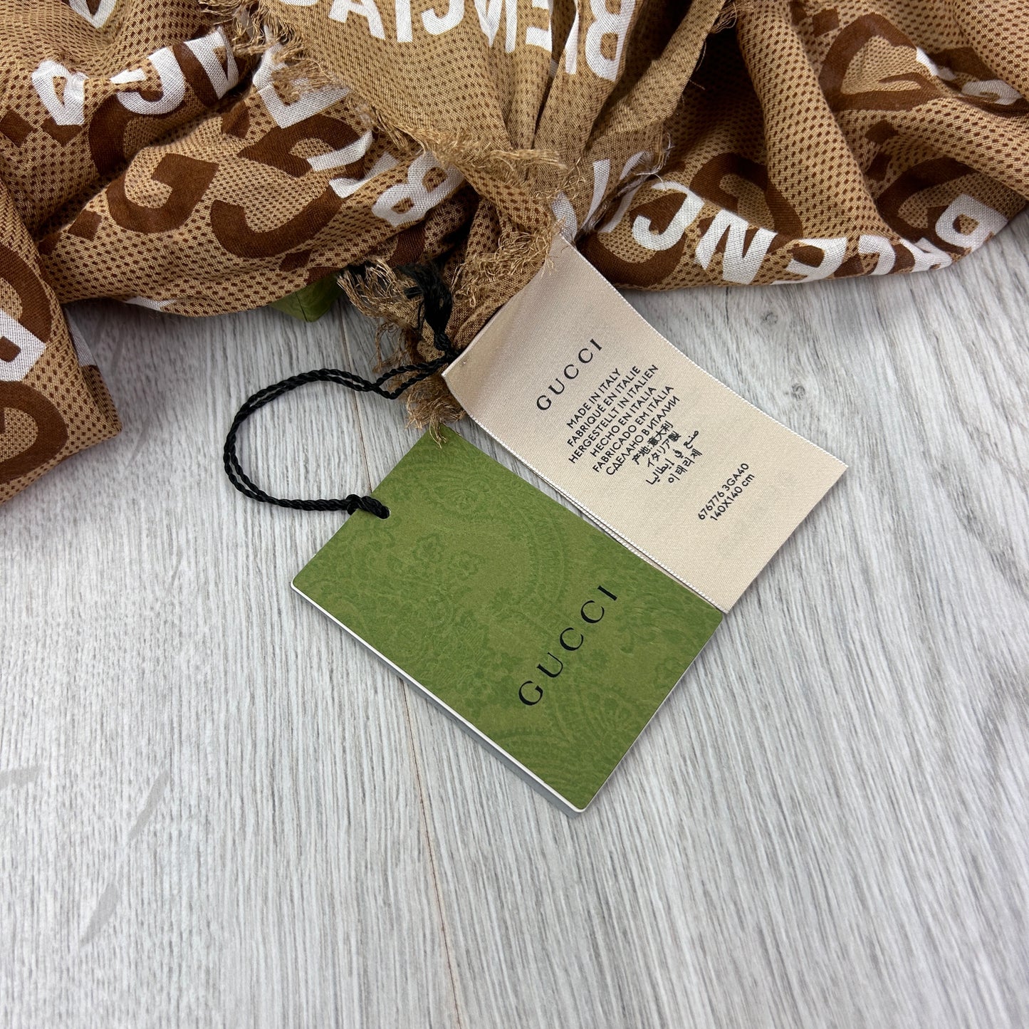 Gucci x Balenciaga Beige The Hacker Proiect Maxi GG Print Silk Shawl