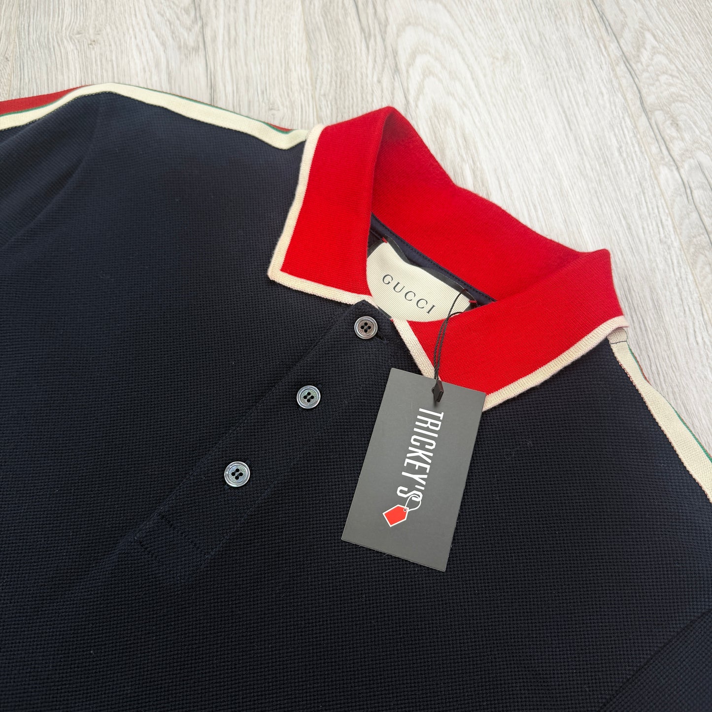 Gucci Men’s Navy Shoulder Logo Polo - Large Slim