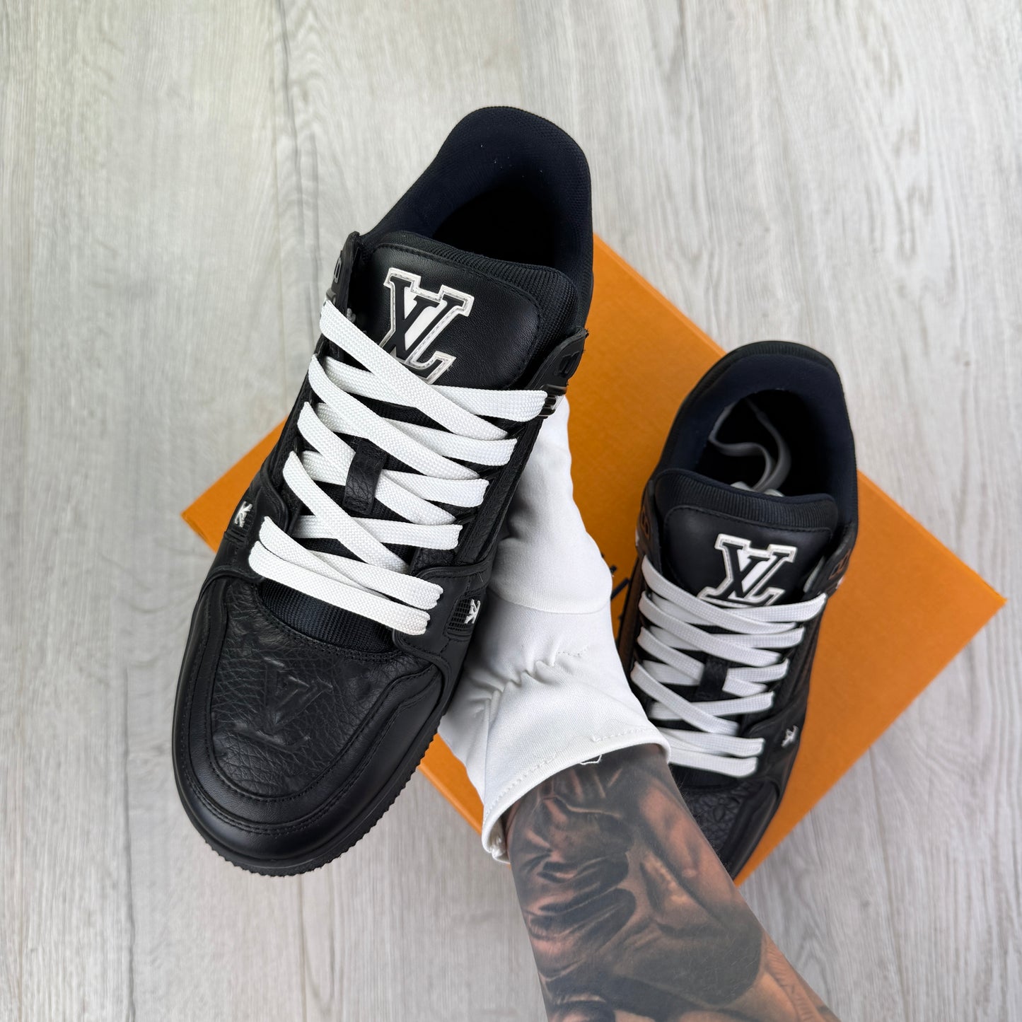 Louis Vuitton Men’s Black & White Trainers - Uk 7 (Fit 8)