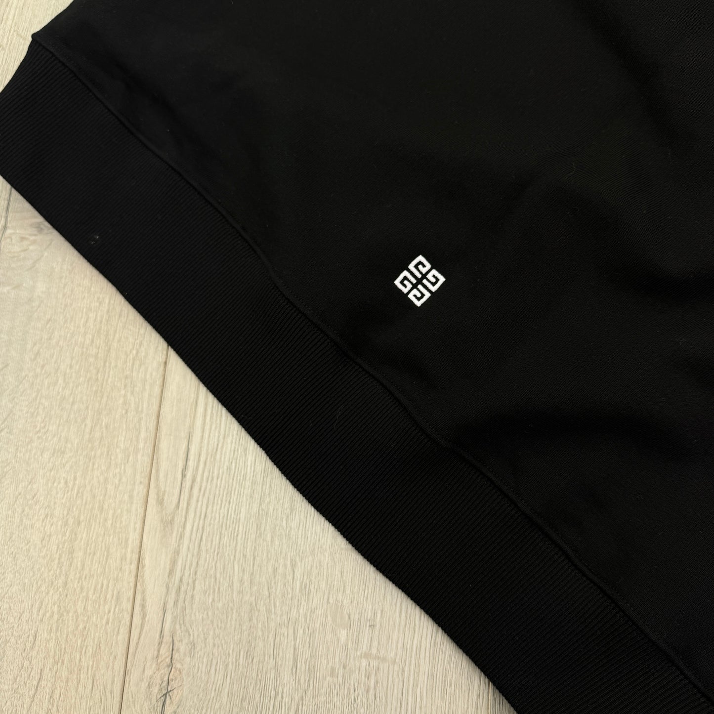 Givenchy Men’s Black Crewneck Jumper Embroidered Logo - XL