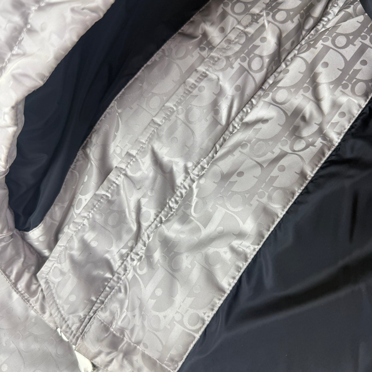 Dior Men’s Silver Oblique Zip-up Down Jacket - 46