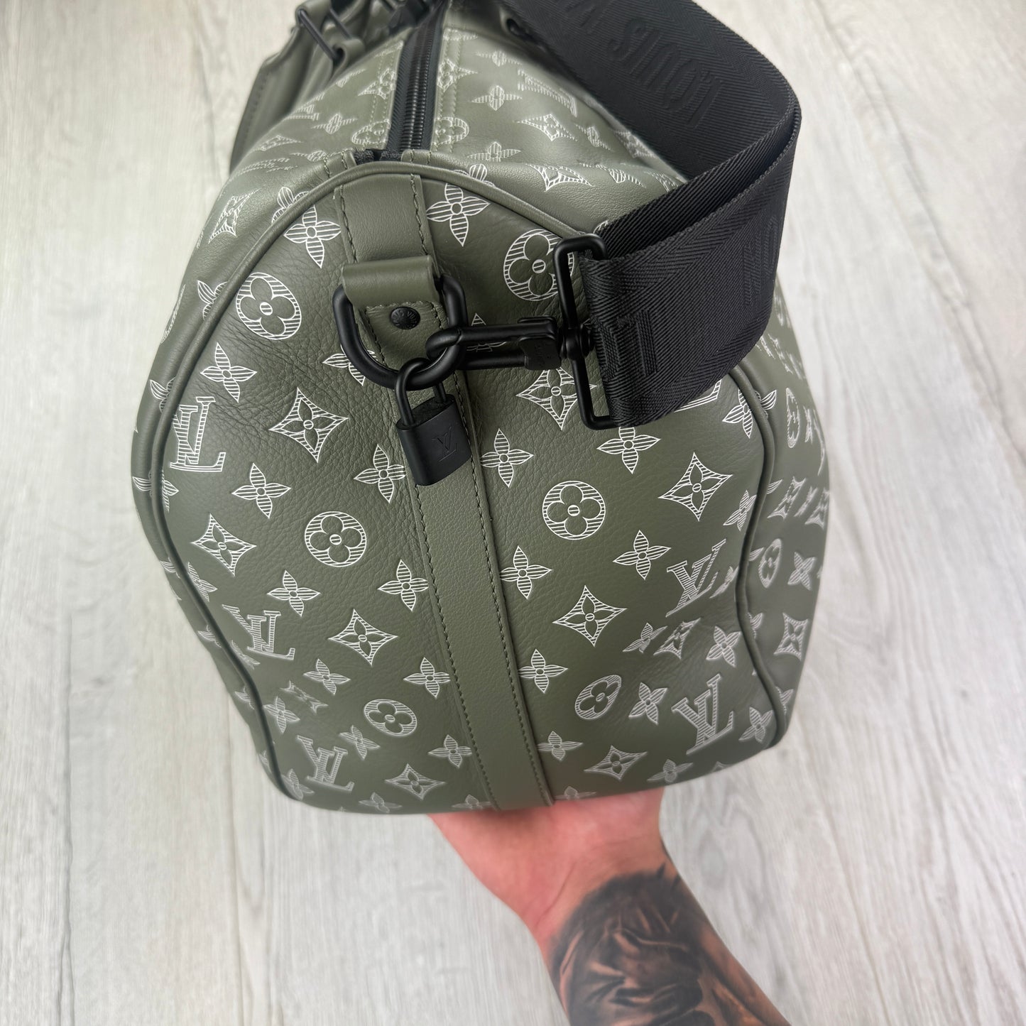 Louis Vuitton Monogram Shadow Green Keepall Bandoulière 50 Bag