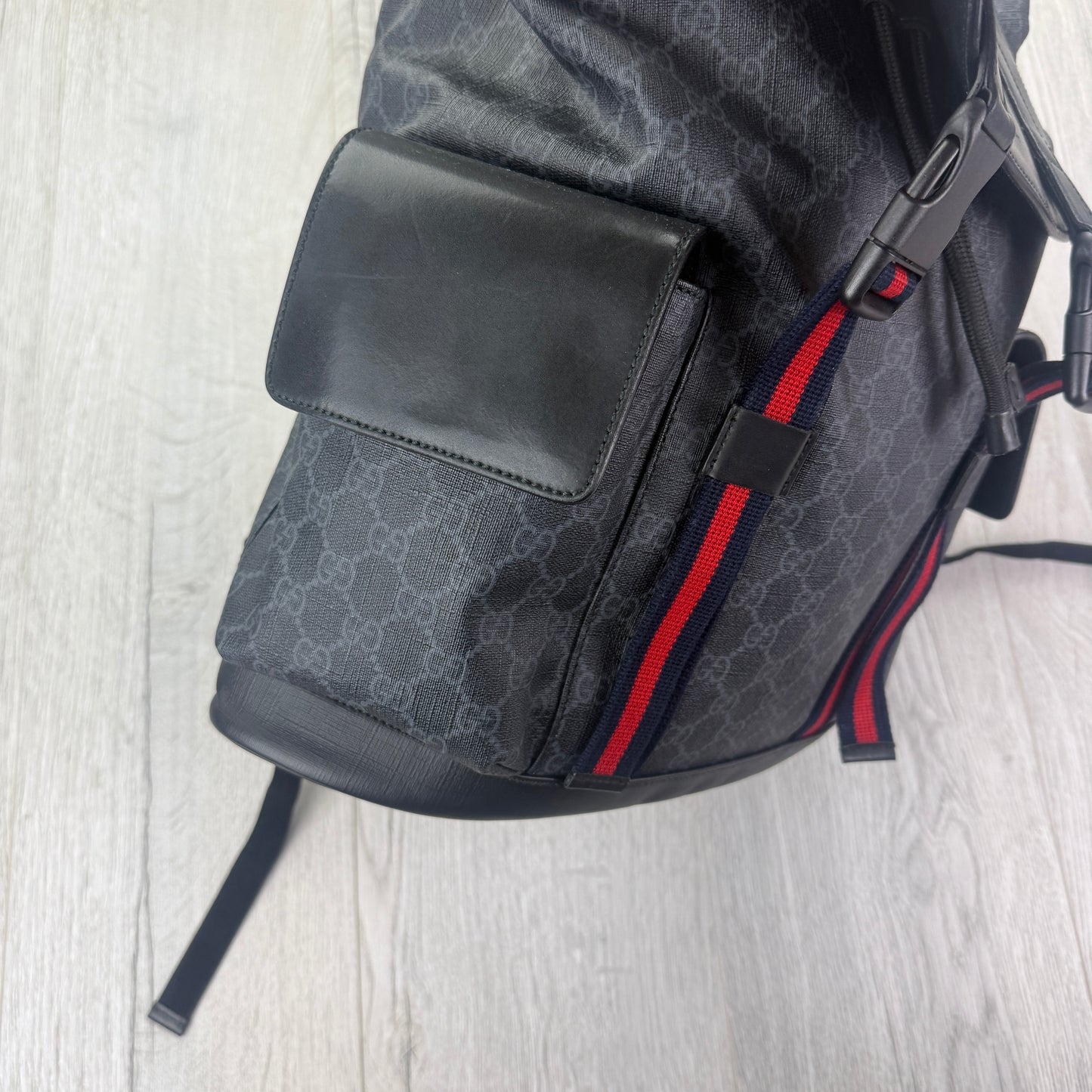 Gucci Black GG Supreme Canvas Sherry Line Backpack