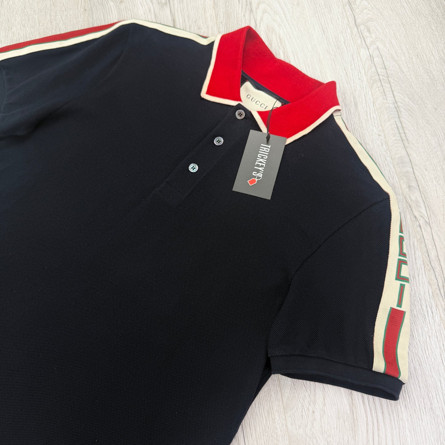 Gucci Men’s Navy Shoulder Logo Polo - Large Slim