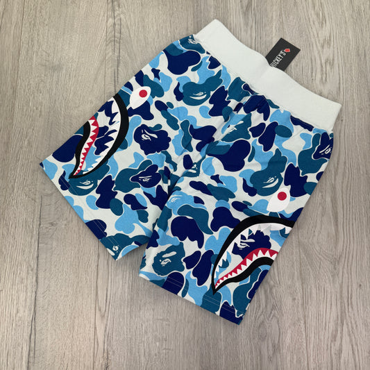 Bape Men’s Baby Blue Camo Side Shark Shorts