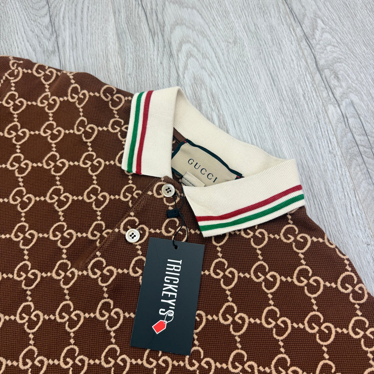 Gucci Men’s Brown GG Interlocking Polo Shirt - Medium