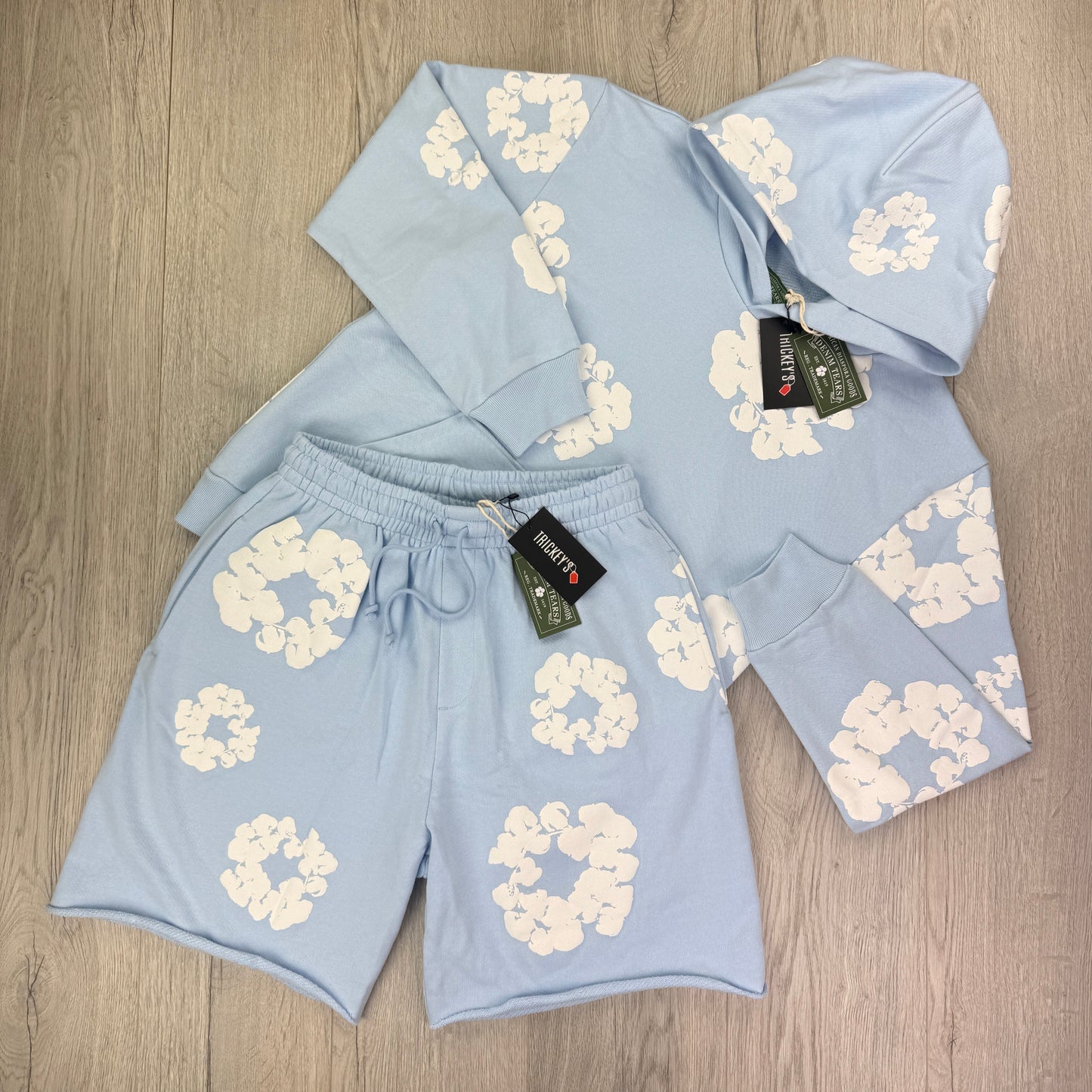 Denim Tears Men’s Baby Blue Shorts & Hoodie Set