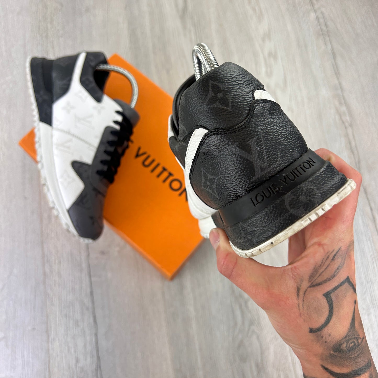 Louis Vuitton Men’s Monogram Black White Grey Run Away Trainers - Uk 6 (Fit Uk 7)