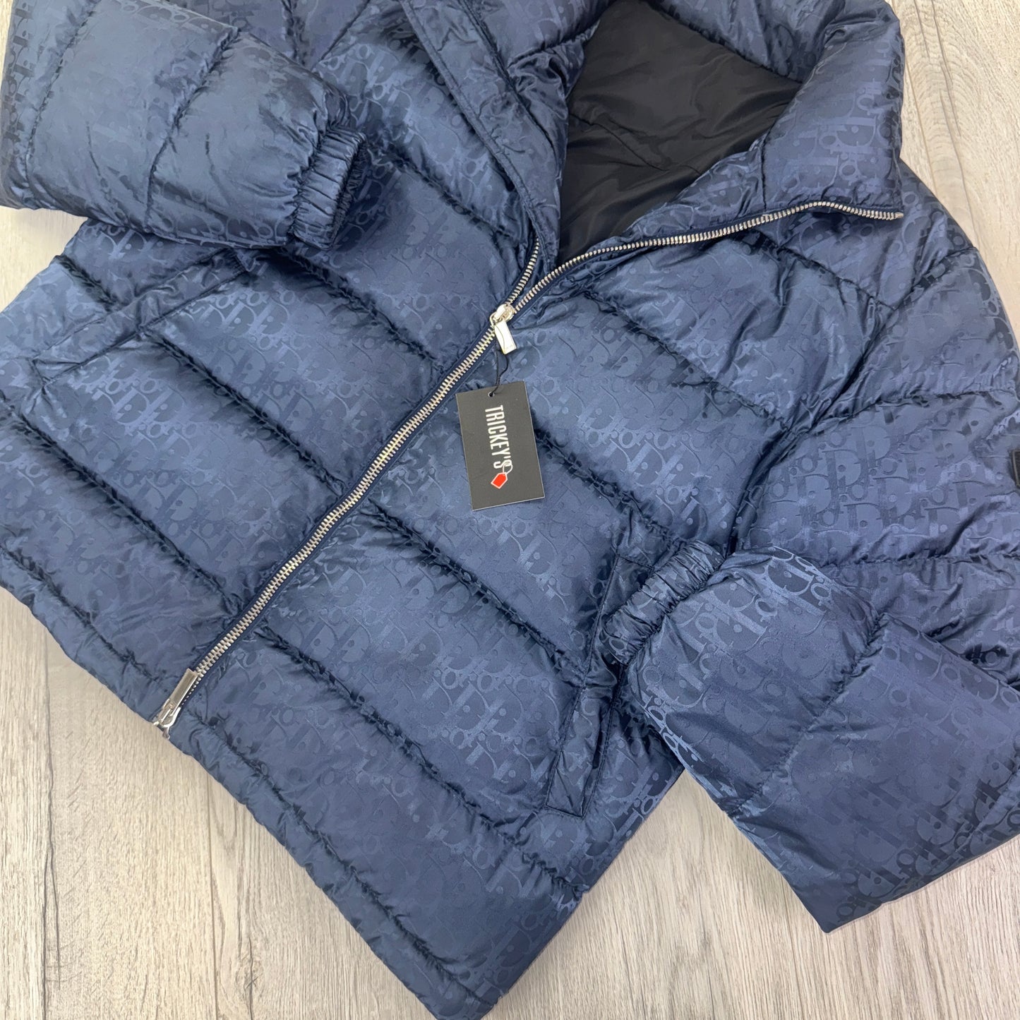 Dior Men’s Navy Oblique Zip-up Down Jacket - 50 (Large)