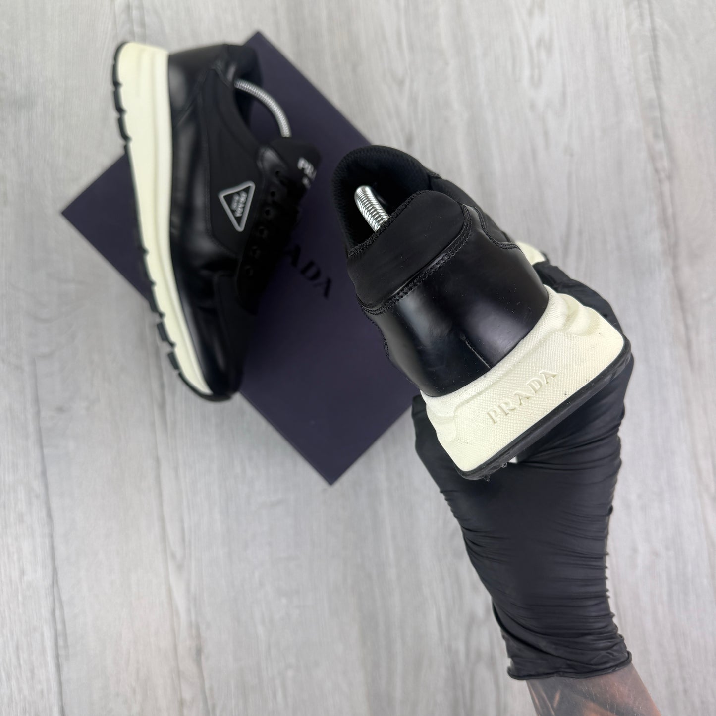 Prada Men’s Black & White Trainers - Uk 8