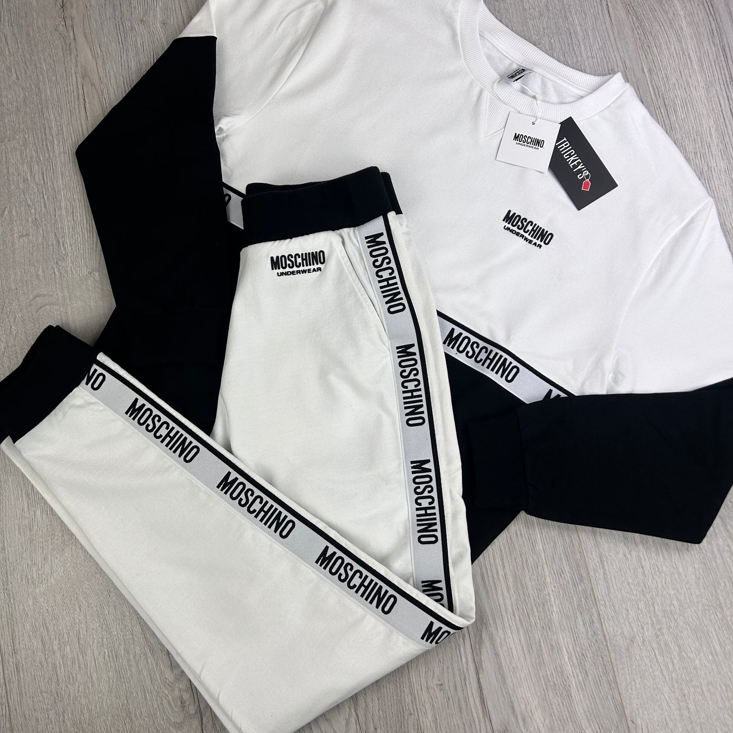 Moschino Women’s Black & White Taped Full Tracksuit
