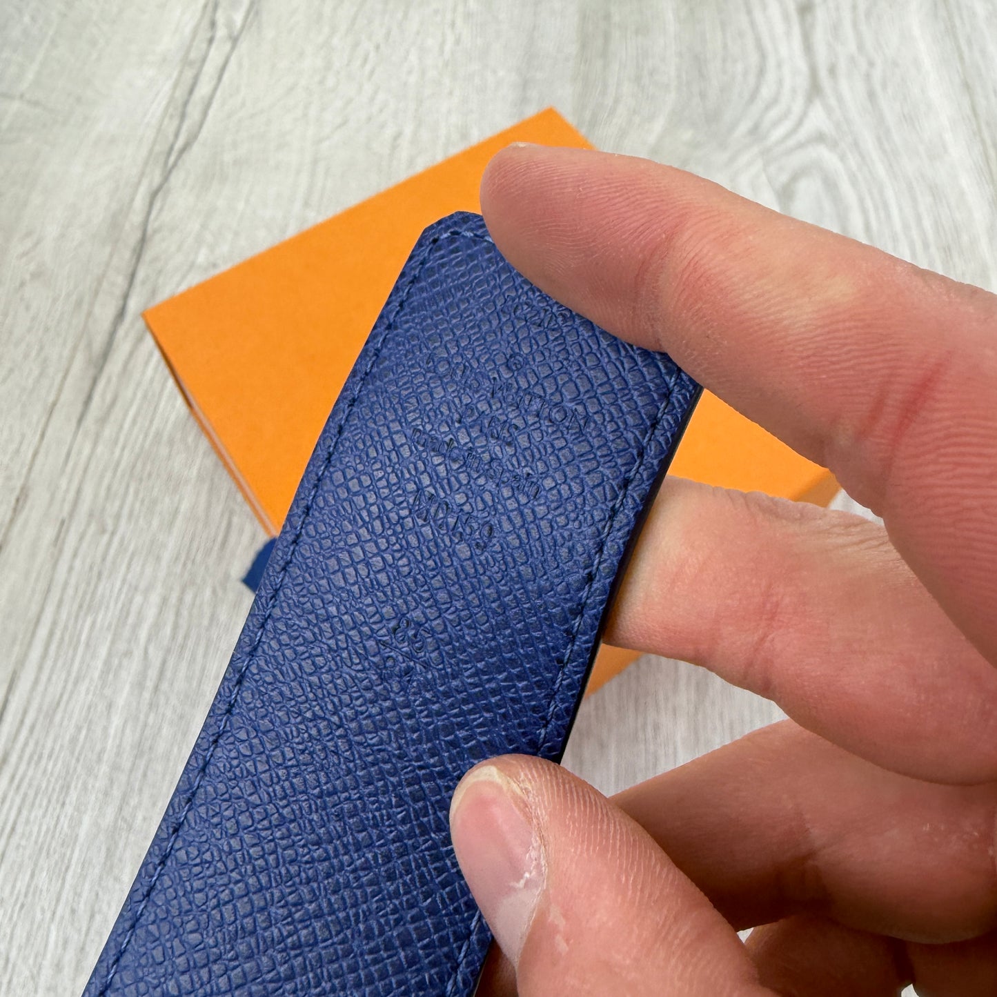 Louis Vuitton 40mm Blue Monogram Reversible Belt - 85 (Uk 28-32)