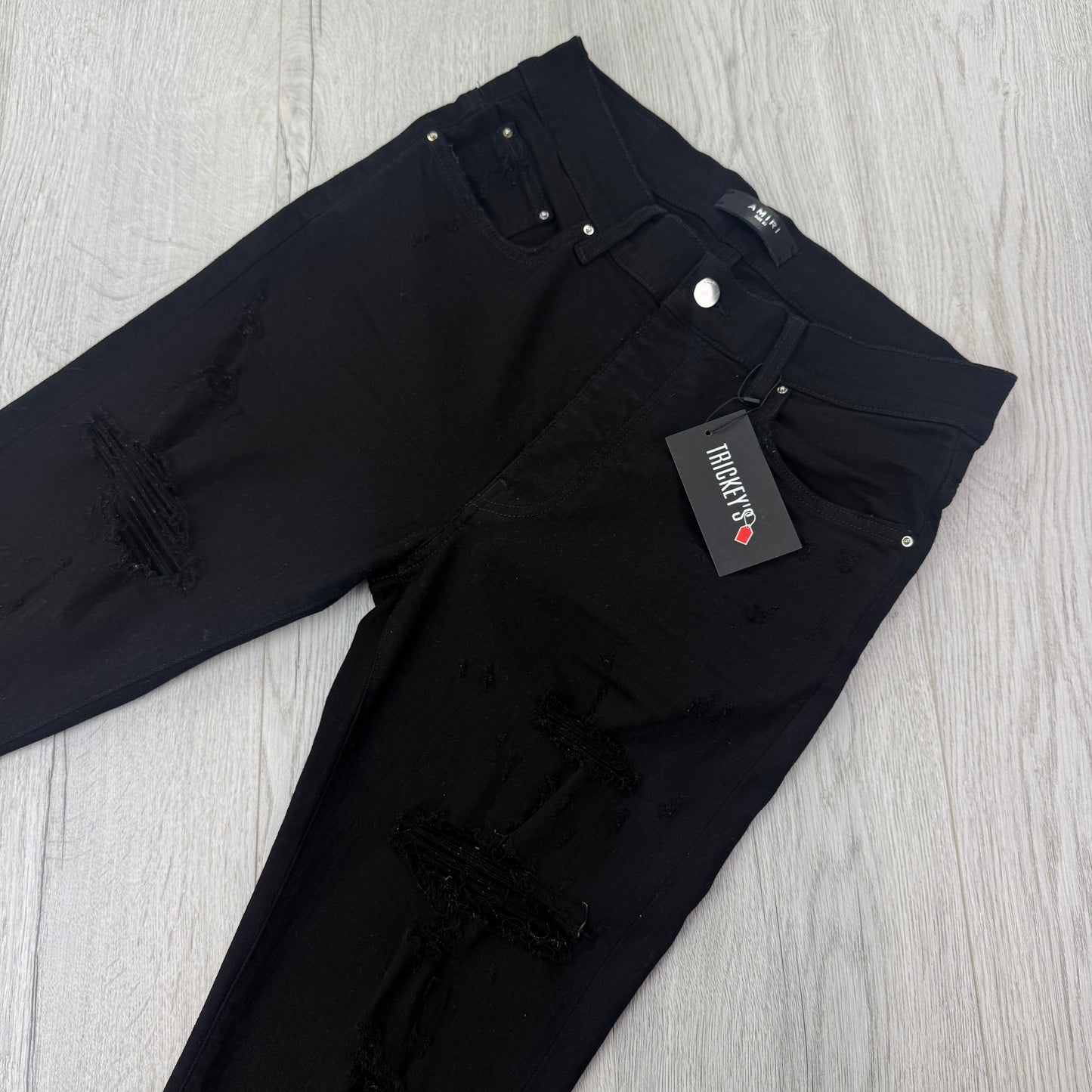 Amiri Men’s Black Distressed Ripped Jeans - Uk 32