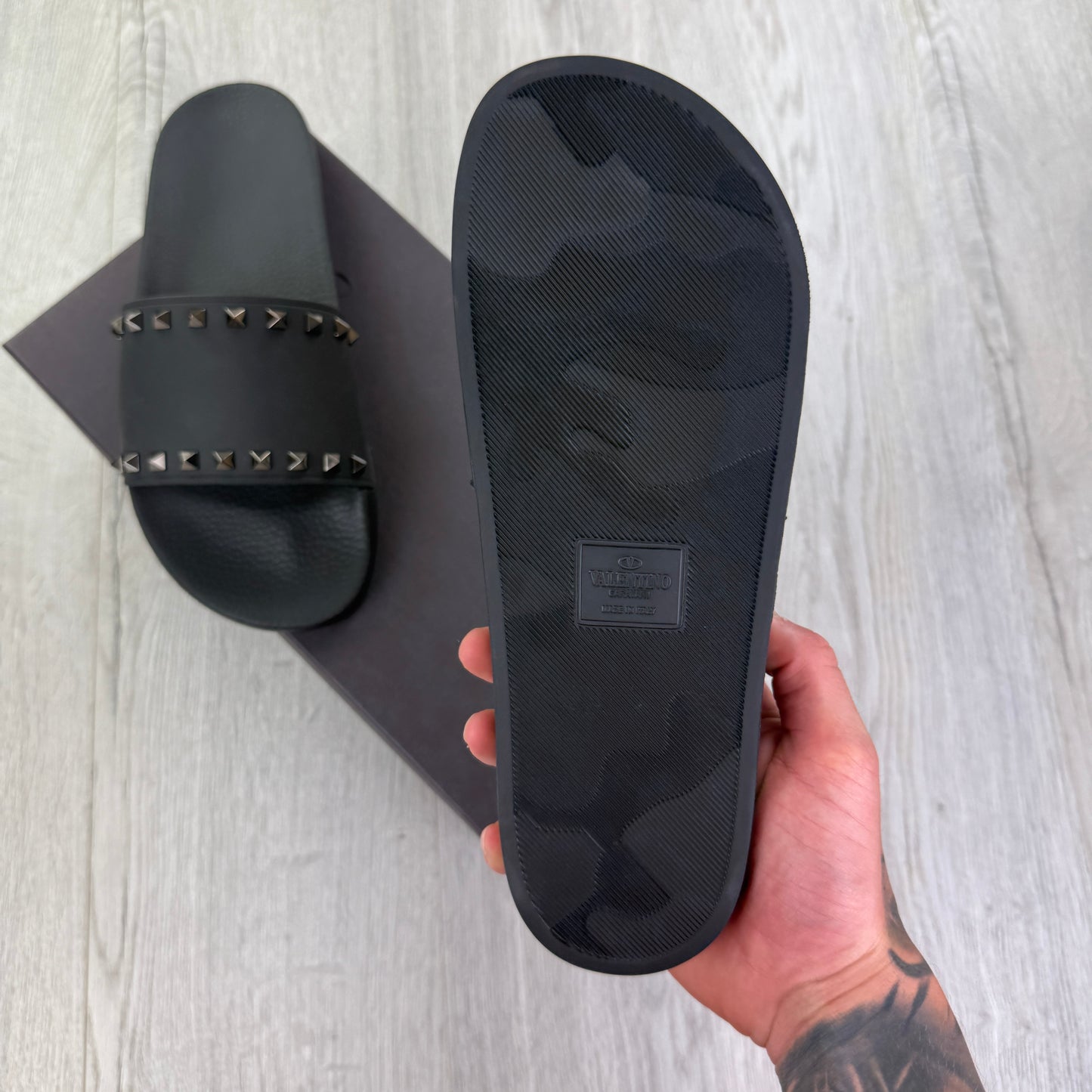 Valentino Men’s Black RockStud Sliders - UK 10