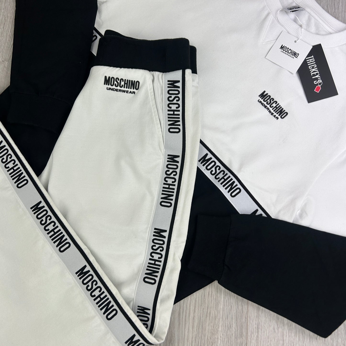 Moschino Women’s Black & White Taped Full Tracksuit