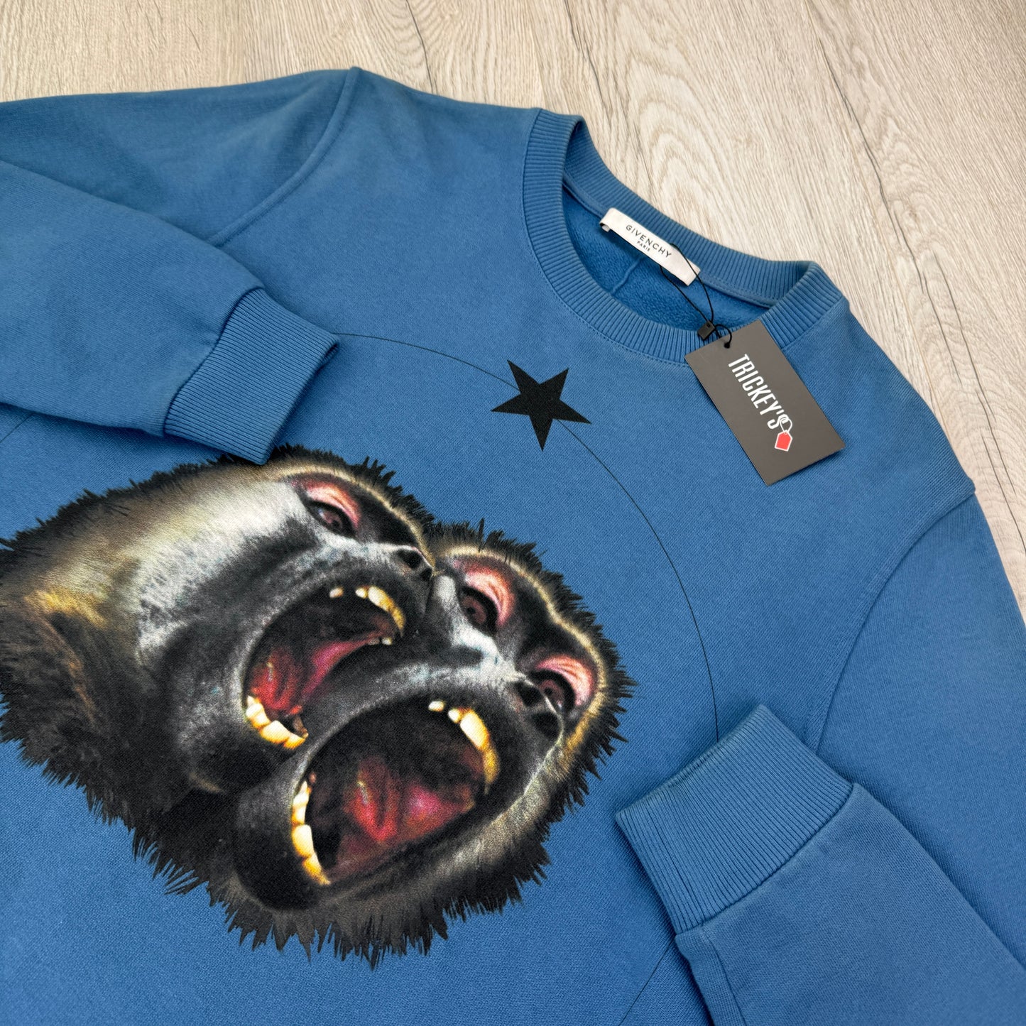 Givenchy Men’s Monkey Brothers Logo Black Crewneck Jumper