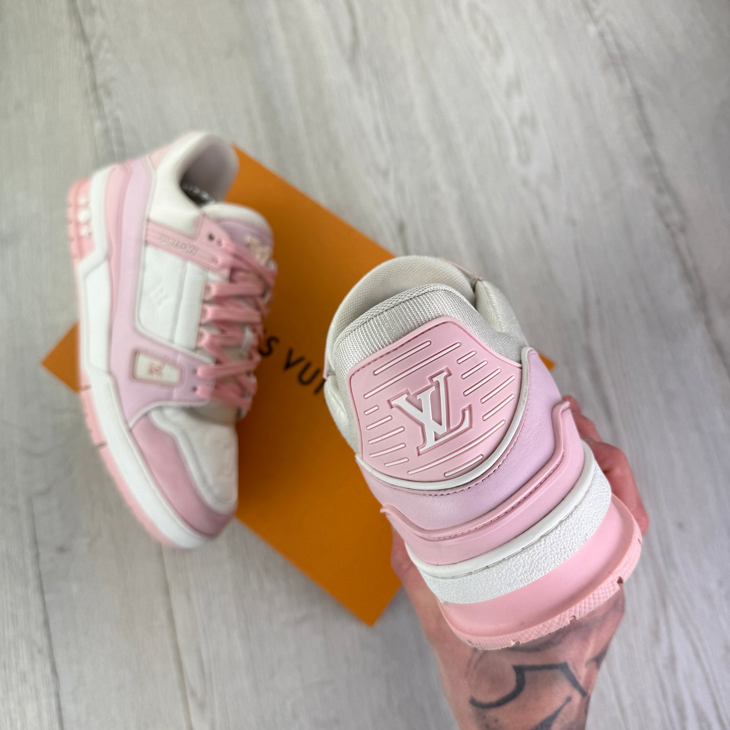 Louis Vuitton Men’s White & Pink Trainers - Uk 10 (Fit 11)