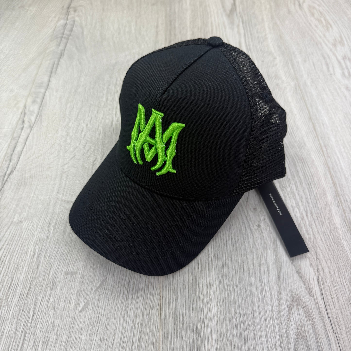 Amiri Men’s Black Baseball Cap Green Neon Embroidered Logo