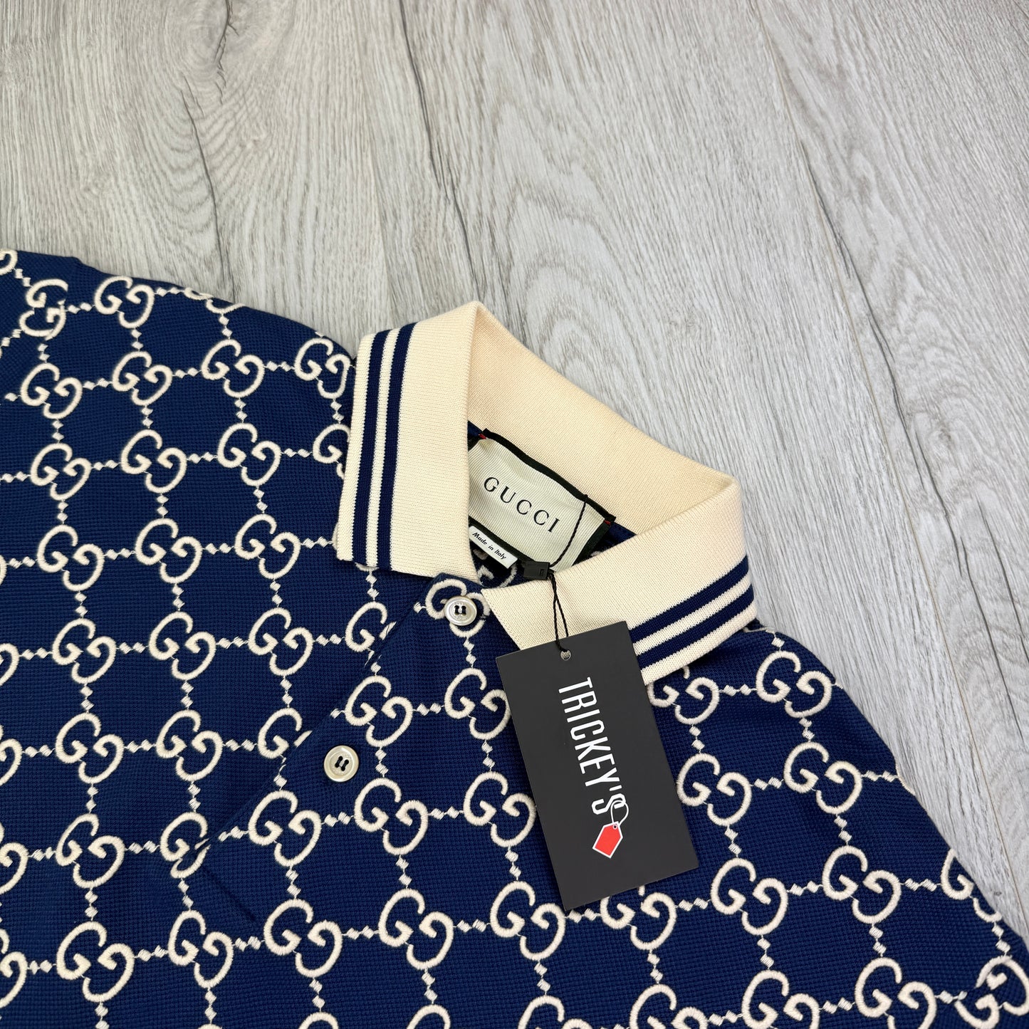 Gucci Men’s Navy GG Interlocking Polo Shirt - XL