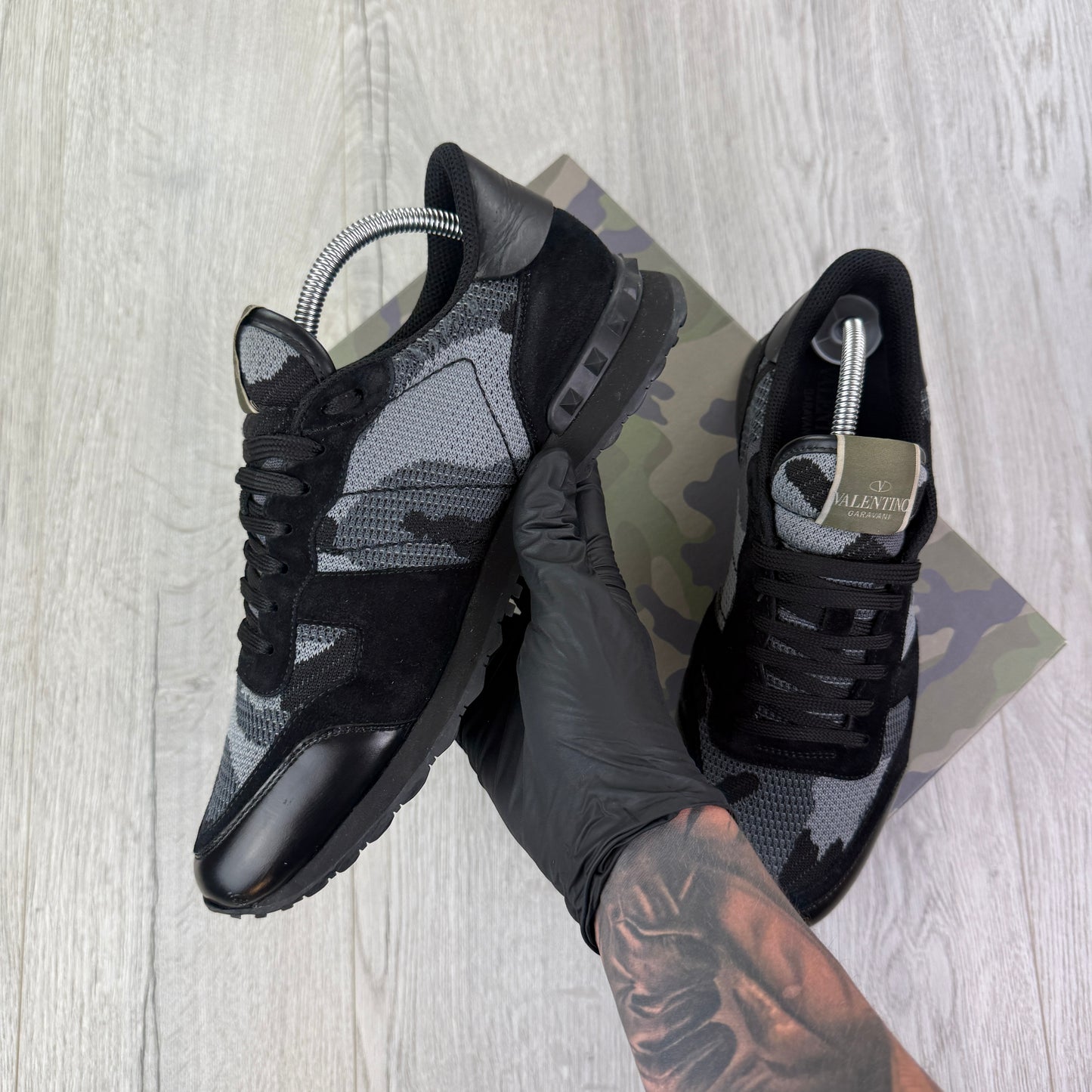 Valentino Men’s Black Camo Mesh Rockrunner