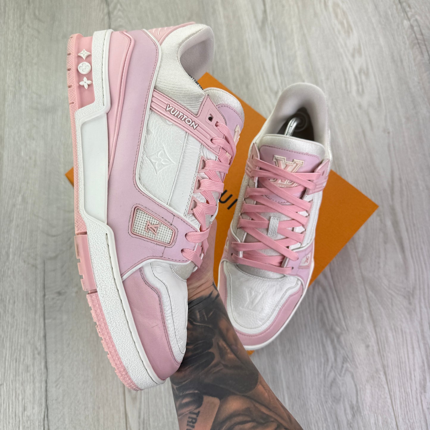 Louis Vuitton Men’s White & Pink Trainers - Uk 10 (Fit 11)