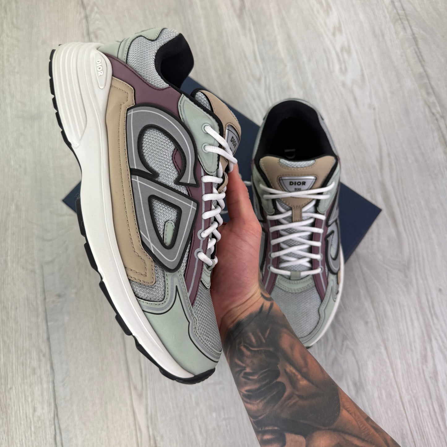 Dior B30 Men’s Lavender Grey Beige Trainers - 43 (Fit Uk 9)