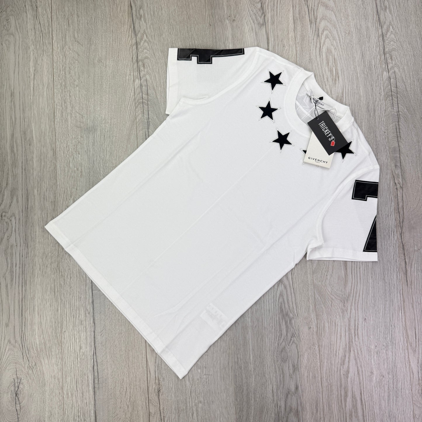 Givenchy Men’s White T-shirt Neckline Black Stars