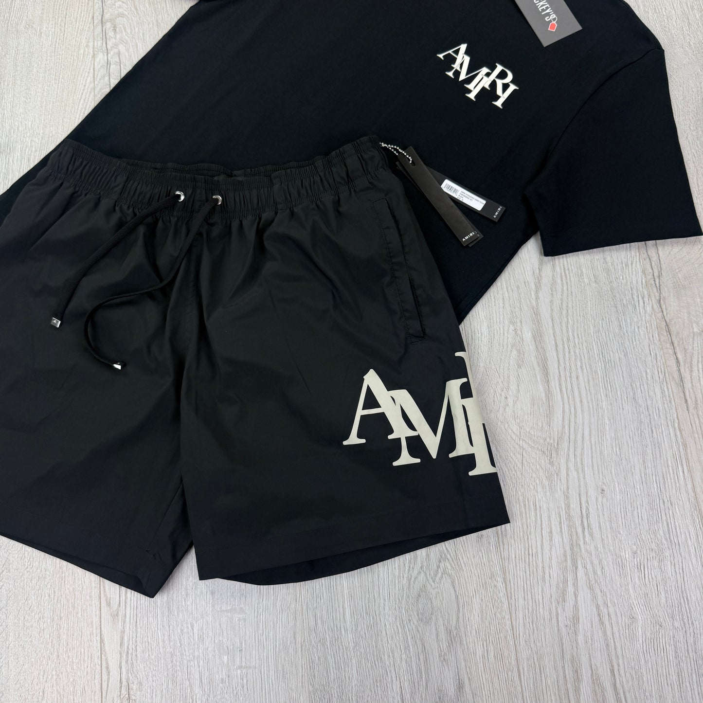 Amiri Men’s White T-shirt & Swim Shorts Set