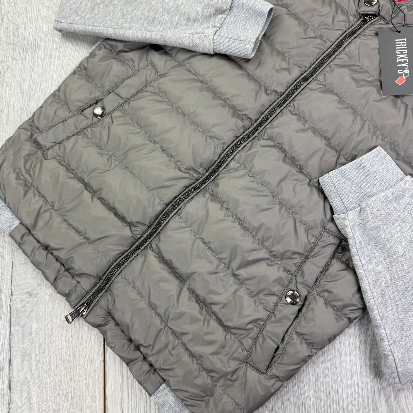 Moncler Men’s Maglia Grey Zip-up Padded Cardigan - Medium Slim (Fit XS)