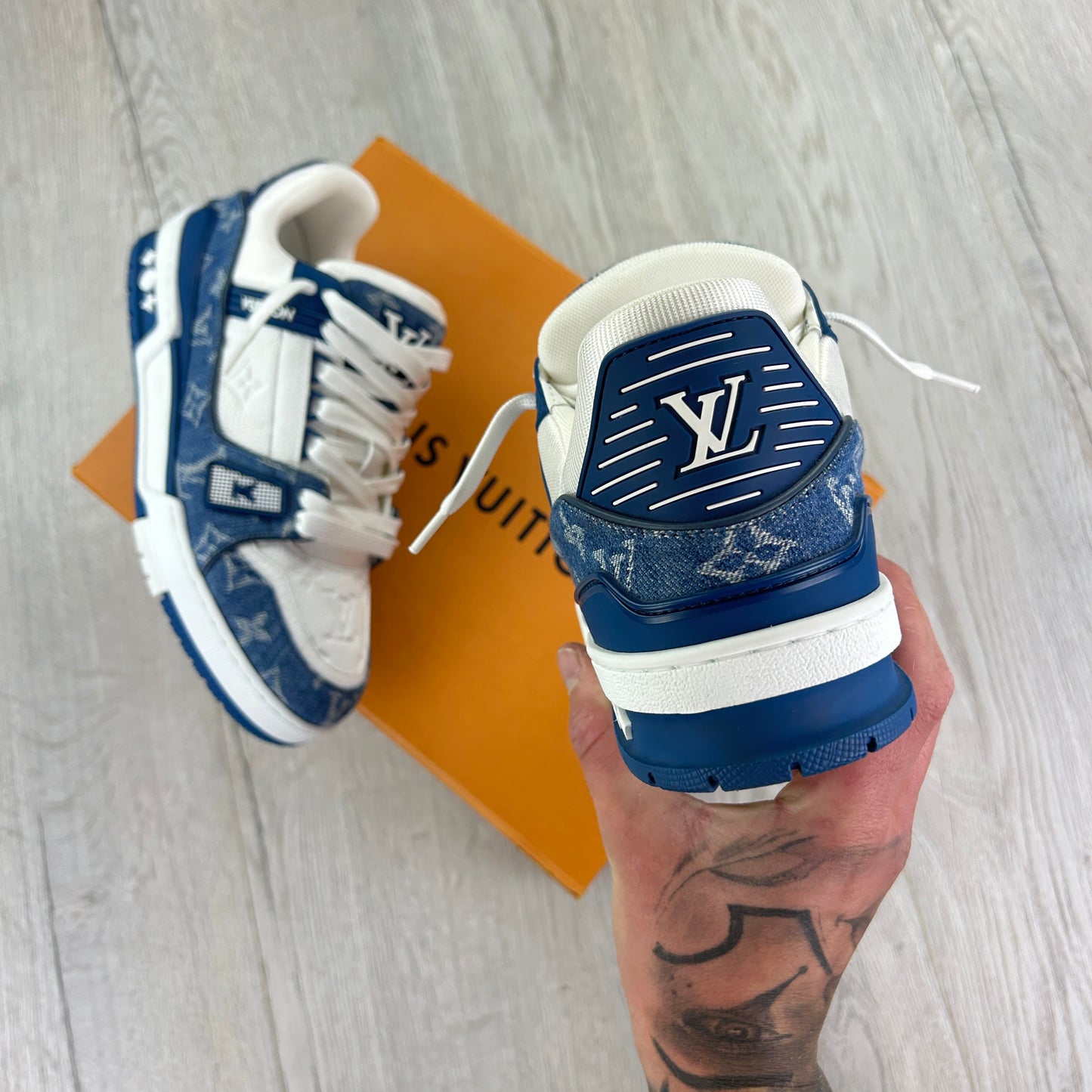 Louis Vuitton Men’s Blue & White Low Trainers - Uk 7.5 (Fit 8.5)