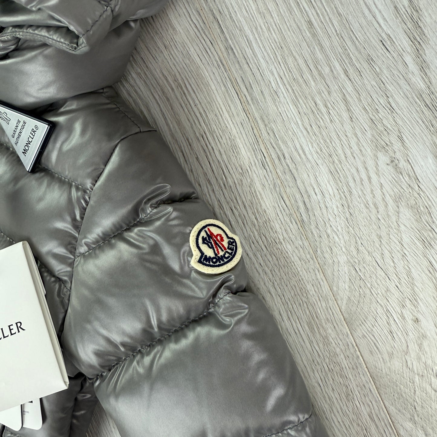 Moncler Baby Aubert Silver Down Jacket - 3-6 Months