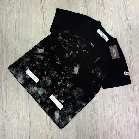 Off White Black Distressed Paint Splatter T-shirt