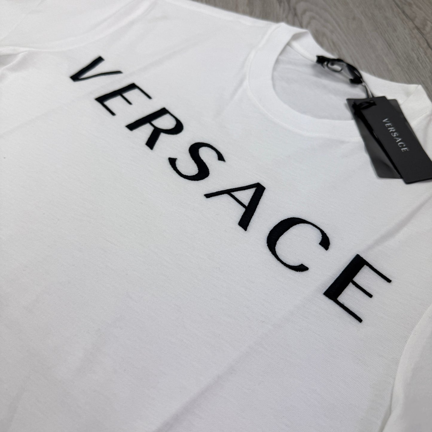 Versace Men’s White T-shirt Embroidered Logo