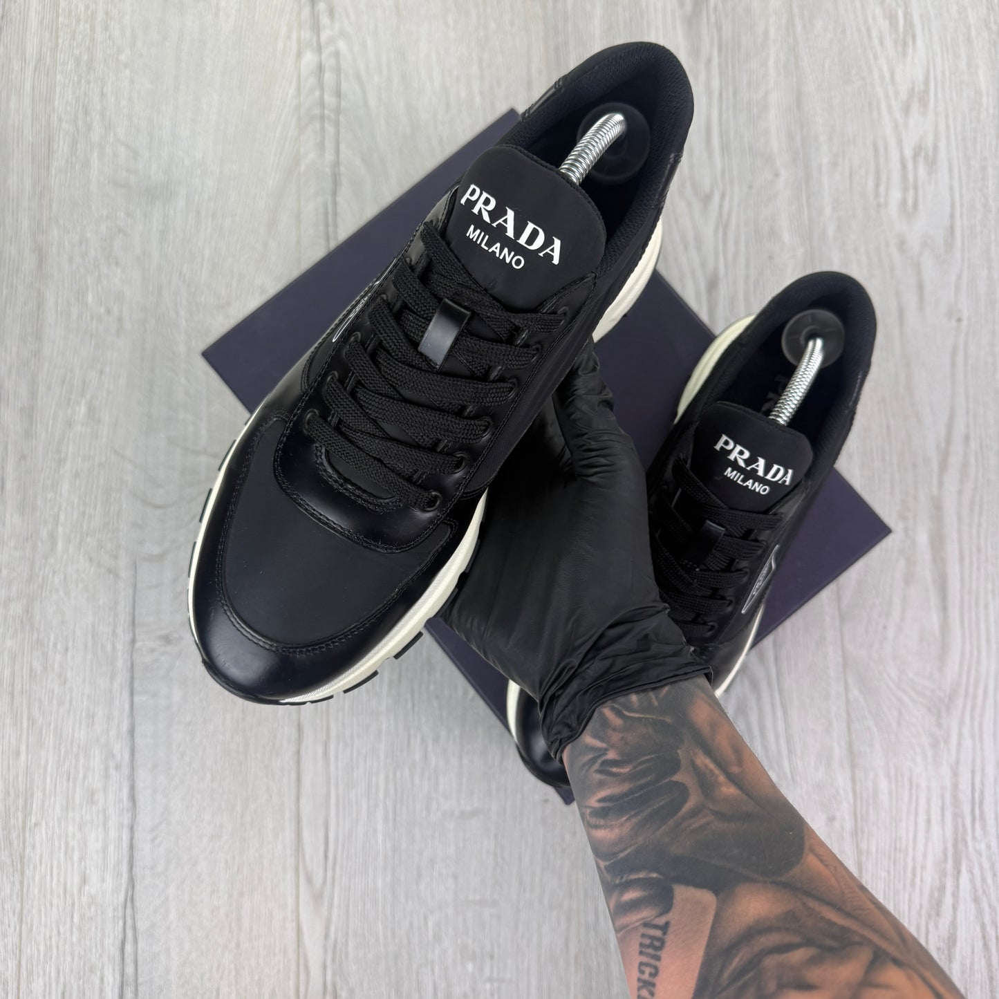 Prada Men’s Black & White Trainers - Uk 8