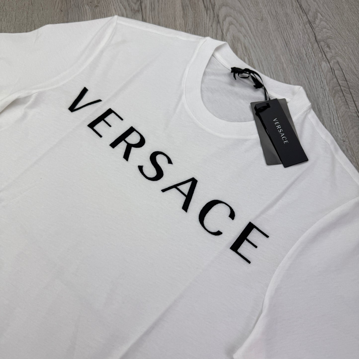 Versace Men’s White T-shirt Embroidered Logo