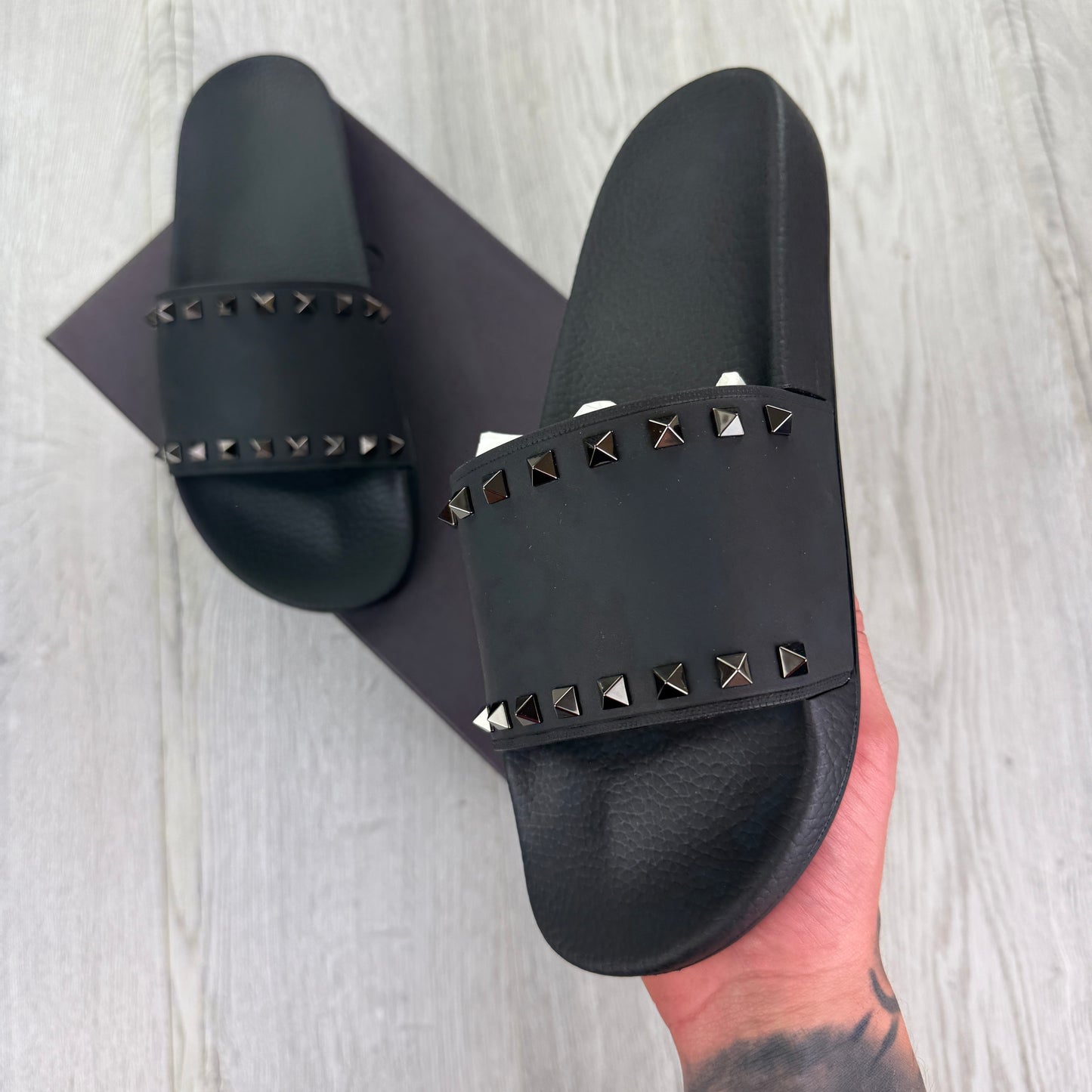 Valentino Men’s Black RockStud Sliders - UK 10