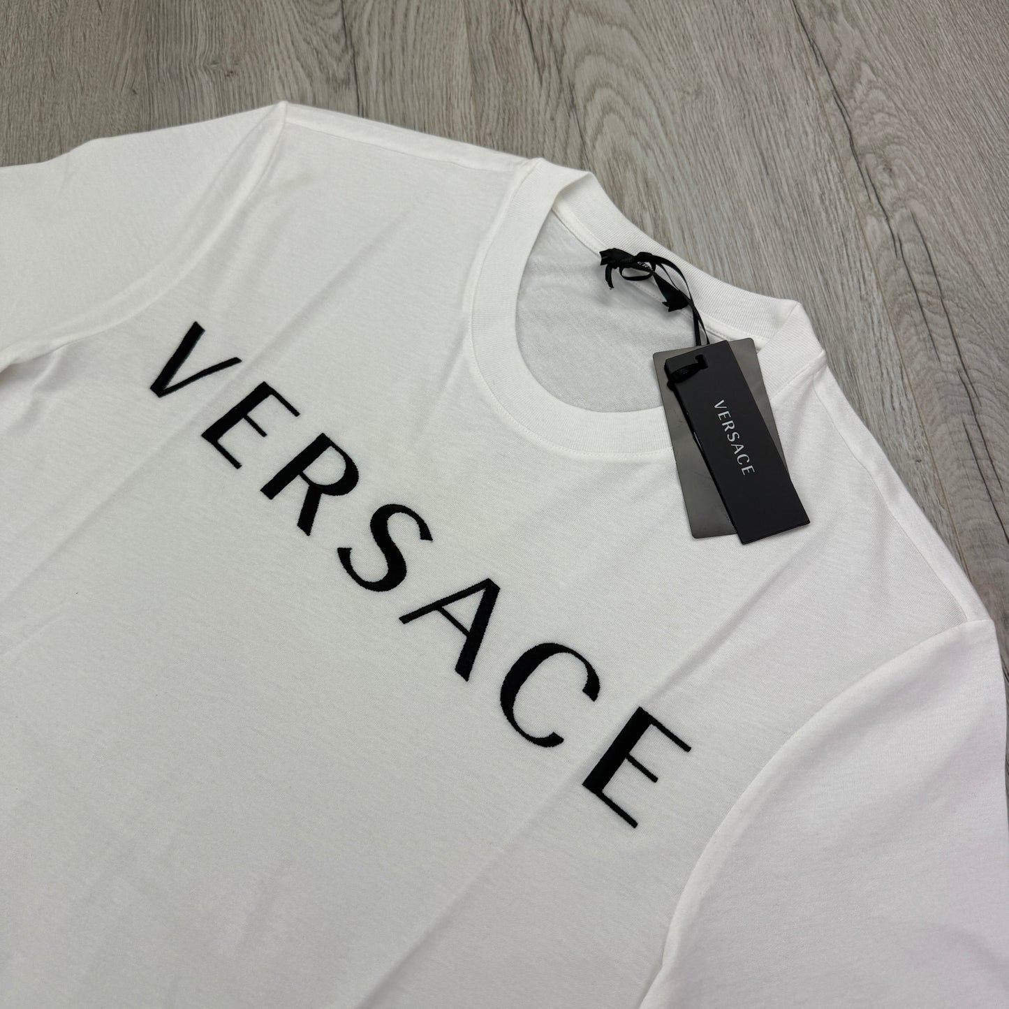 Versace Men’s White T-shirt Embroidered Logo