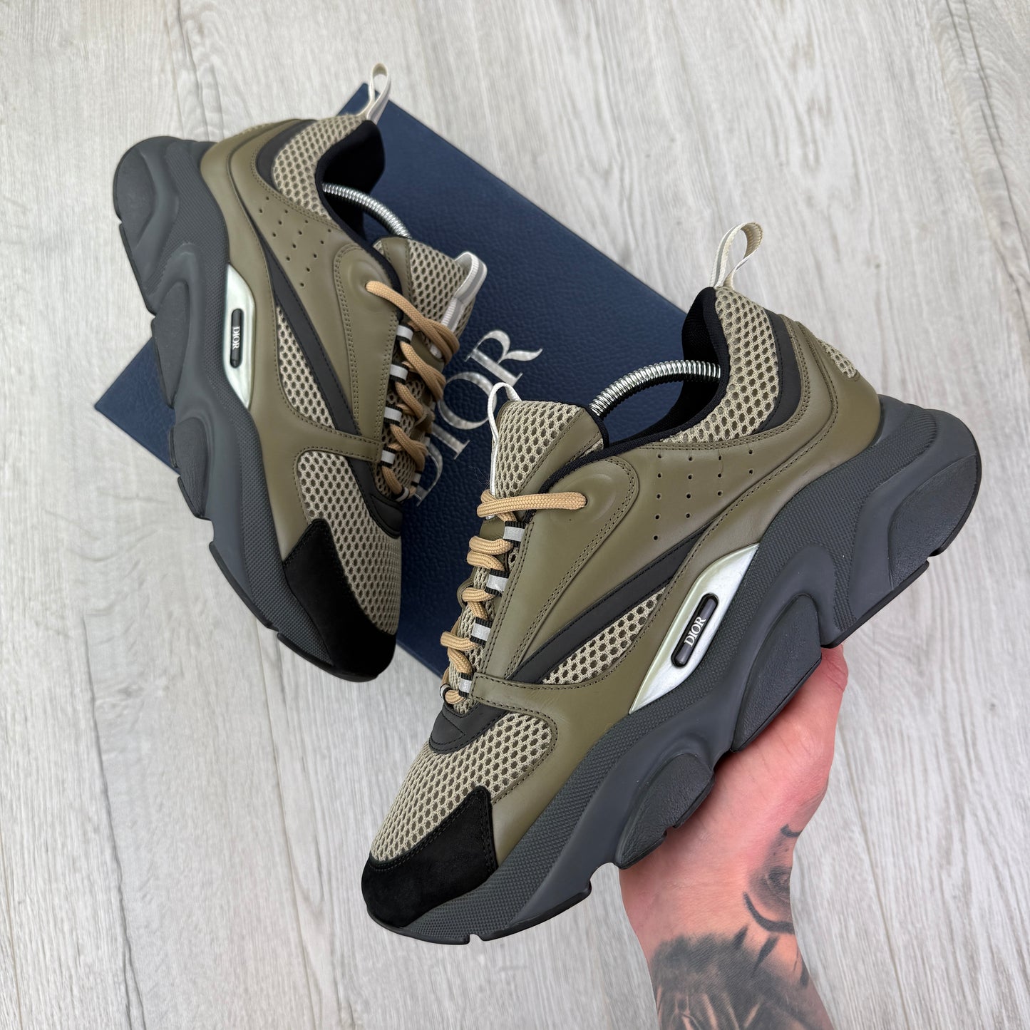 Dior B22 Men’s Khaki Grey Runners - 42 (Uk 7.5)