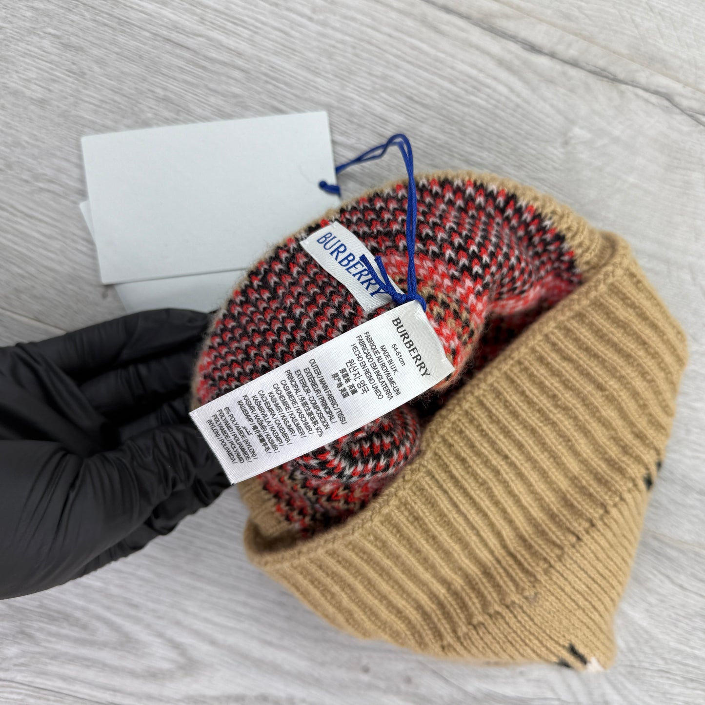 Burberry Check Cashmere Blend Beanie