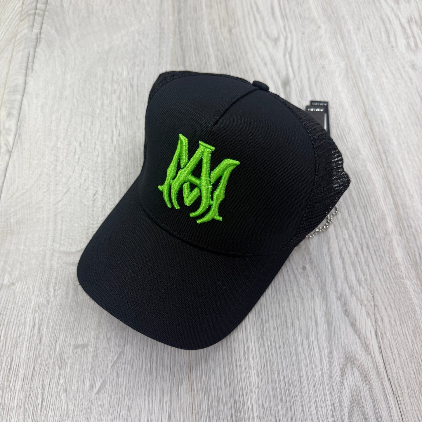 Amiri Men’s Black Baseball Cap Green Neon Embroidered Logo