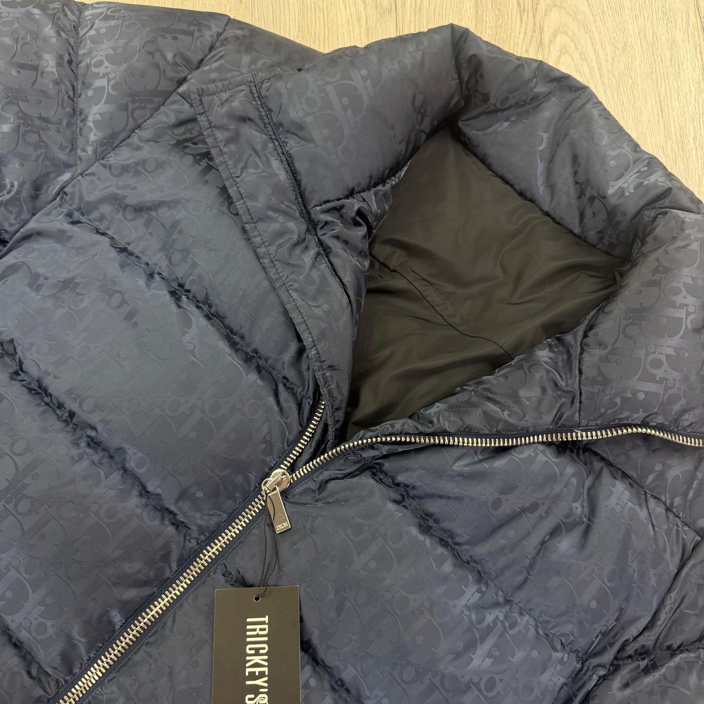 Dior Men’s Navy Oblique Zip-up Down Jacket - 50 (Large)